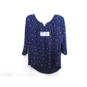 Old Navy Blouse Top Women Size Medium 3/4 Sleeve Regular Fit V-Neck Cotton Blend